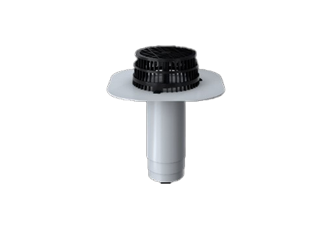PVC მემბრანისთვის სახურავის წყლის მიმღები ვერტიკალური, ჰორიზონტალური, ფოთლებისგან დამცავი ხუფით/16
